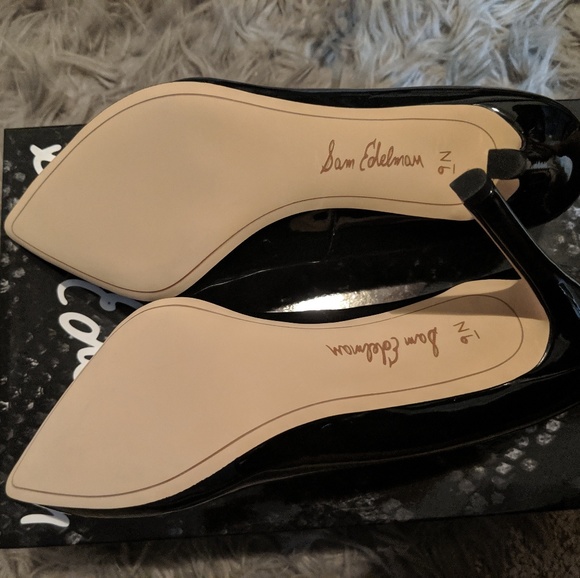 Sam Edelman Hazel Pointed Toe Heel Black Patent - Picture 2 of 4